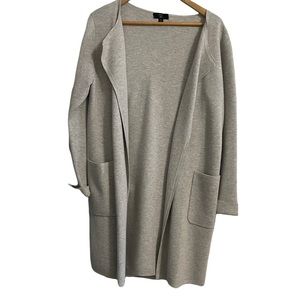 J Crew collarless sweater blazer, light grey, size medium